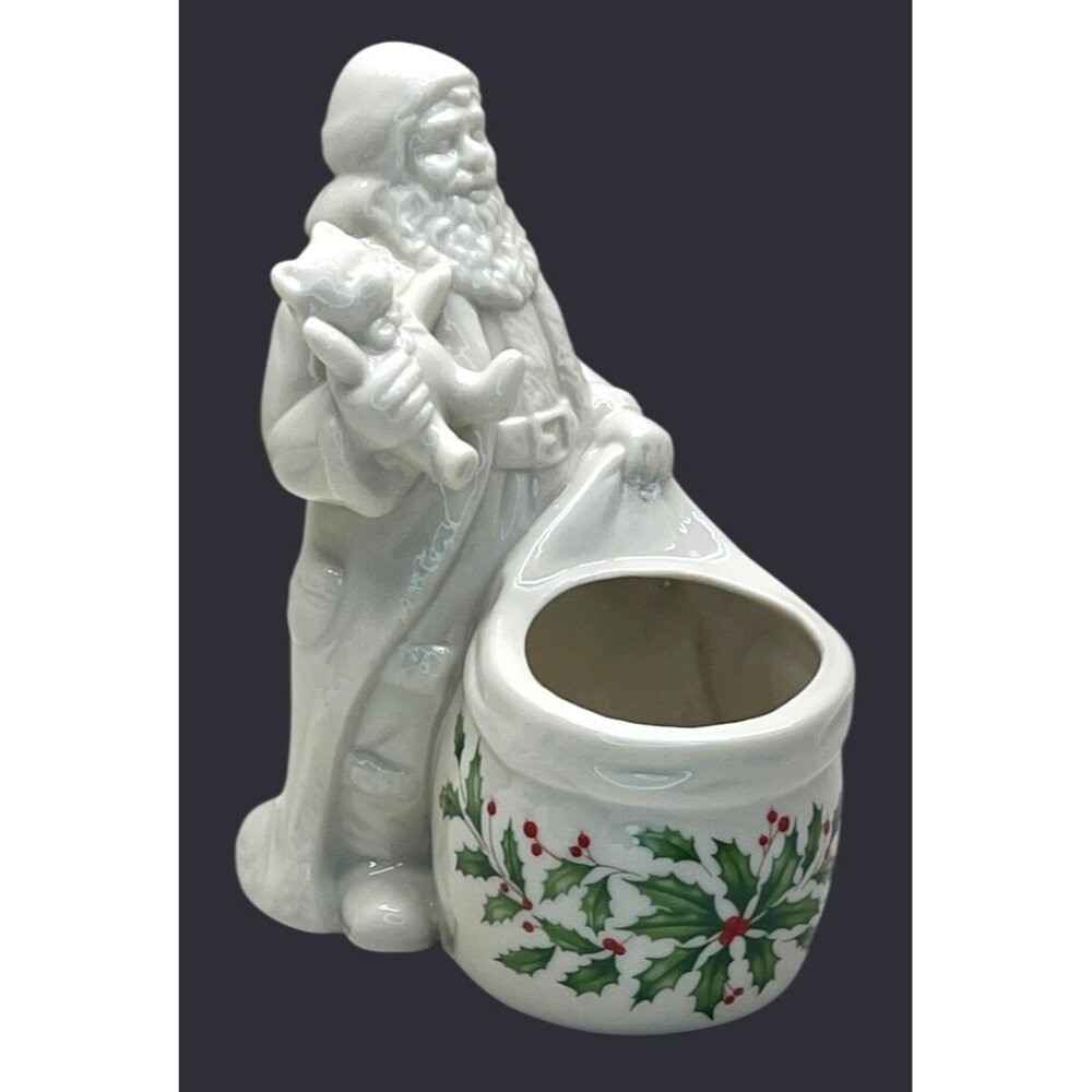 Lenox Holiday Hollyberry Holly Berries Santas Glow Votive Holder Teddy Bear Sack
